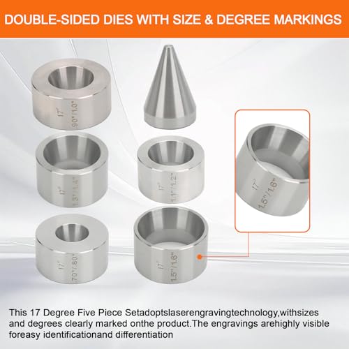 17 Degree Five Piece Set Folding & Reduction Die Stainless Steel Stabilizer Folding Cone Die Set Coin Making Tool
