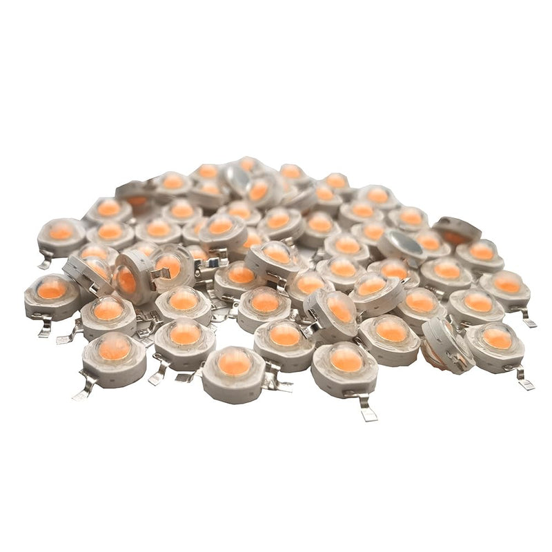 Vrabocry Pack of 50 High Power LED Chip on Board 3W Full Spectrum 380-840nm 700mA/DC 3V - 3.4V/3 Watt Super Bright Intensity SMD COB Light Emitter Components Diode 3W Bulb Lamp DIY Lighting