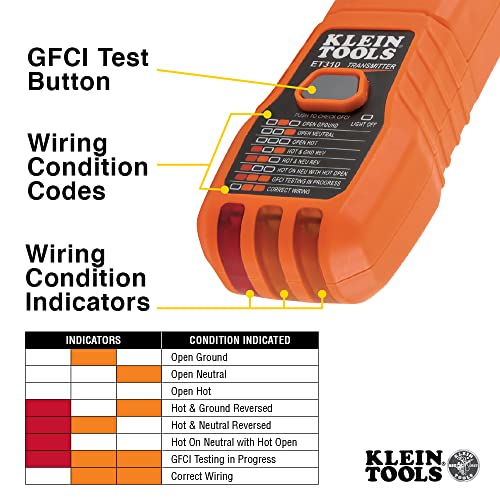 Klein Tools ET310 AC Circuit Breaker Finder with Integrated GFCI Outlet Tester & NCVT1P Voltage Tester, Non-Contact Voltage Detector Pen, 50V to 1000V AC, Audible and Flashing LED Alarms, Pocket Clip