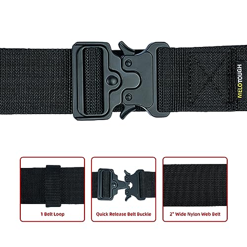 MELOTOUGH 2" Nylon Web Work Tool Belt for Men with Heavy Duty Quick Release Rugged Metal Buckle,Pocket Tool Pouch Tool Belt Pouches with Belt Clip Utility Mini Tool Organizer Pouch (Black & Brown)