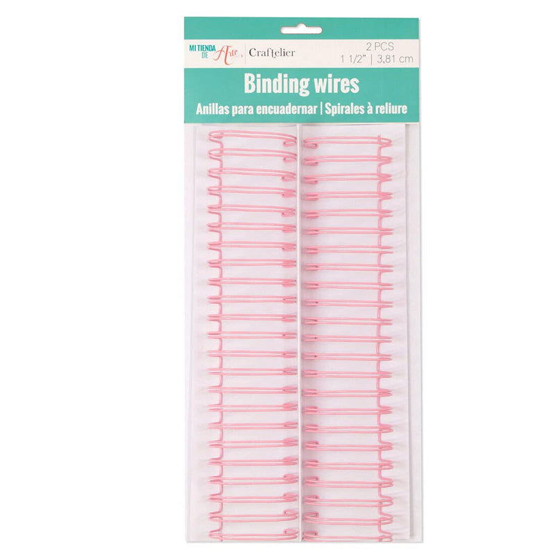 Craftelier - Set of 2 Double Ring Spiral Binders for Albums, Notebooks, Diaries or Calendars | Ideal for Scrapbooking and Other Crafting Projects | Ø 3.81 cm (1.5") - Baby Pink Colour