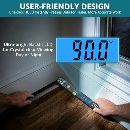 Digital Angle Finder 225° with Laser Guide, Backlit LCD & Bubble Levels