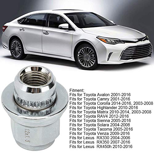 Aramox Wheel Nut, Steel Tyre Tire Nuts Car Wheel Rims Tires Nuts Fit for 2001-2016 Silver