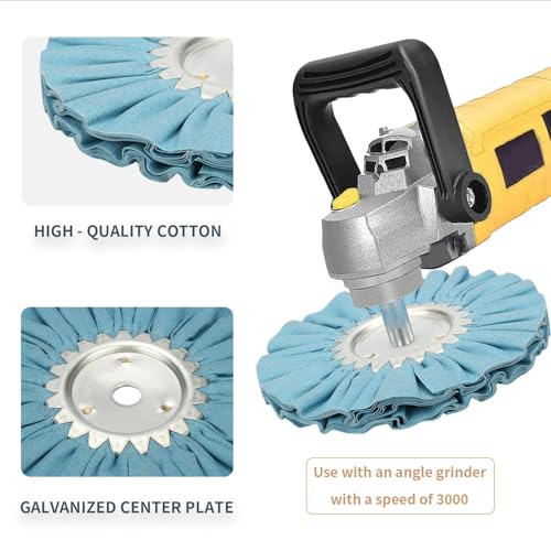 8" Airway Buffing Wheel Kit, 3Pcs Aluminum Wheel Polishing Kit in Diameter 5/8 inch Arbor Hole, 16 Ply Fine, Aluminum Metal Polishing Wheel Kit for Angle Grinder Mirror Finish(White/Orange/Blue) 3pcs: fine/medium/coarse