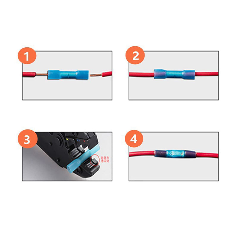 Pack of 20 22-16 AWG waterproof cable connectors BHT1.25, butt connectors with heat shrink tube, cable connectors, insulated waterproof crimp connectors, shrink connectors, crimp connectors, red