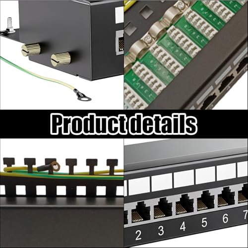 CAT 7 Patch Panel Distribution Panel, 8 Port Patch Panel Distribution Panel, Gold-Plated Patch Panel, Includes Cable Ties, 8-Port Patch Panel with RJ45 Sockets for Network for Wall Mounting and Home