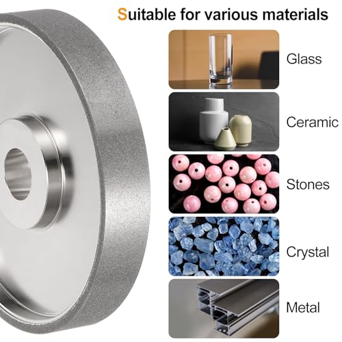 HARFINGTON Diamond Lapidary Wheel 6 Inch x 1 Inch Arbor Hole 320 Grit Grinding Wheels for Stone, Marble, Glass, Ceramics, Crystal, Carbide, Steel 320 Grits