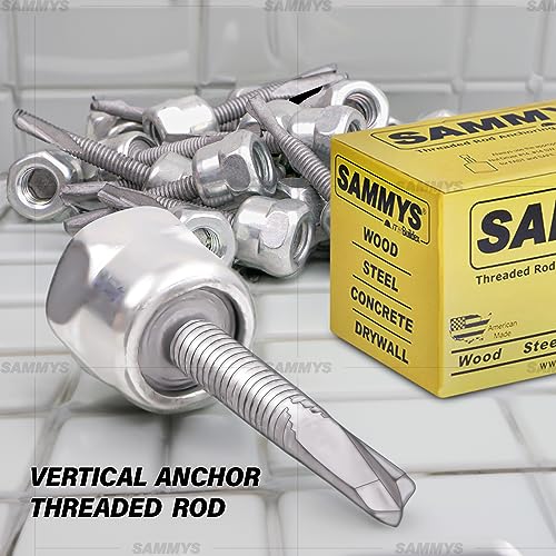 Everflow 8039957-25 3/8" Screw Vertical Threaded Rod Anchor Designed for Steel Structure, Steel, Electro-Zinc, 5/16-18 x 1-1/4" Screw Length (25 Pack) Pack of 25