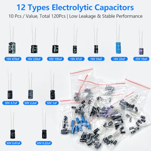 1500 Pcs Electronic Components Kit, Capacitor Assortment Set