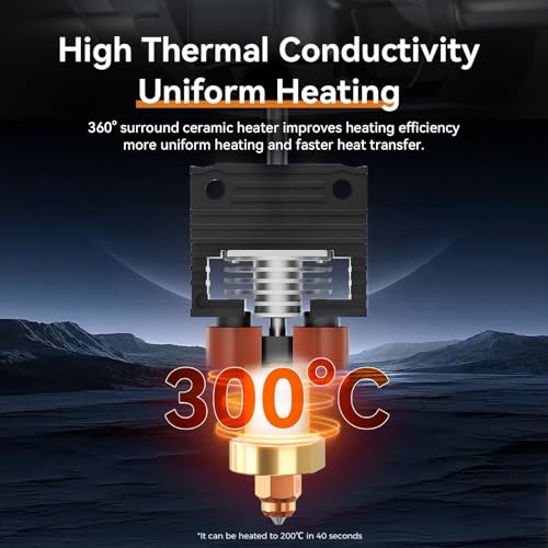 Official Creality K1/K1 Max/K1C Hotend Upgrades Kit, K1 Series Ceramic Heating Block Kit, 3D Printers Hotend with Integrated Quick-Swap Nozzle, Supports 300°C High Temperature, 600mm/s High-Speed K1/K1C/K2SE/3V3 Plus