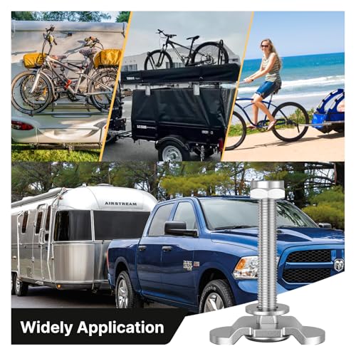 8Pcs M8 x 60mm Stainless Steel L-Track Double Lug Threaded Stud Fittings with Thumb Nut, Heavy-Duty with 4,500 lbs Breaking Load for Truck Bed, Trailer, Motorcycle & Cargo Control Rails M8*60mm