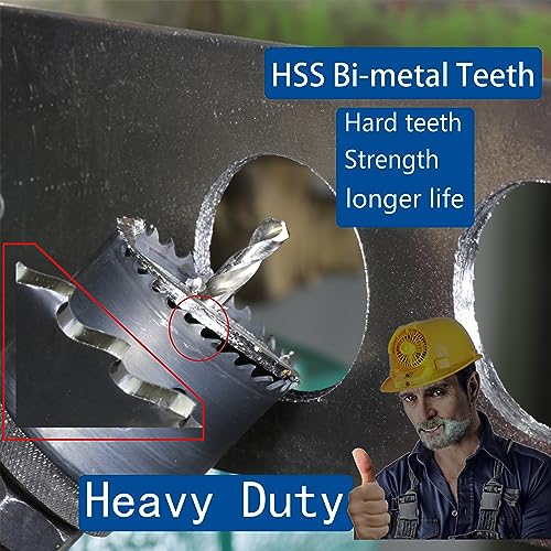 8” HSS Bi Metal Hole Saw Cutter for Wood Drywall Plastic Aluminum Mild Steel Iron Metal Stainless Steel Heavy Duty Hole Saw Bit with Arbor (203mm)8"