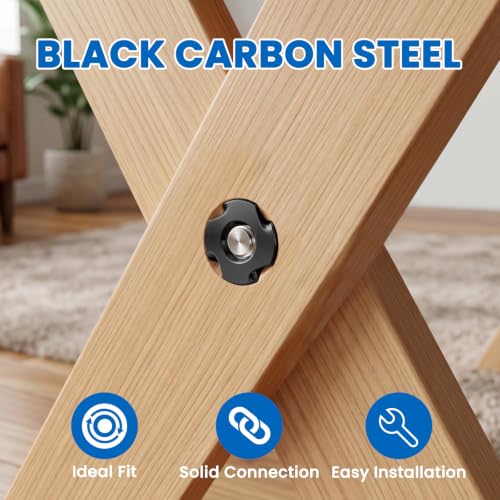 Mellewell 3/8"-16 T-Nuts, Black Zinc Plated Steel 4-Pronged Tee Nut for Wood, Rock Climbing Holds, Furniture, 4-Jaw Threaded Insert for Bolts and Screws, 50 Pack Black Carbon Steel