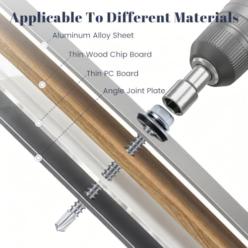 Mellewell #10 x 2 Self Drilling Metal Roofing Screws, Sheet Metal Roof Screws with EPDM Rubber Washer, Hex Head Self Tapping Screws, Hex Bit Socket Included, Carbon Steel, 250 PCS Silver #10 x 2"