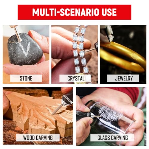 Engraving Pen, Rechargeable Engraving Tool Kit, Wireless Electric Engraving Pen with 30 Bits and 5 Engraving Template, Mini Rotary Tool for Jewellery, Metal, Glass and Plastic