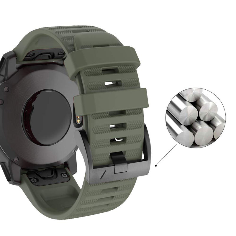 SABAKE Watch Band for Garmin Fenix 6X/6X Pro, Quick Fit 26mm Wristbands,Compatible with Fenix 6X/6X Pro Fenix 5X/5X Plus Fenix 3/3 HR Army Green