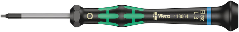 Wera 2052/6 Kraftform Micro Ballhead Hexagon Electronics Screwdriver Set and Rack, 6-Piece Ball-End: 1.5x60mm, 2x60mm, 2.5x60mm, 3x60mm, 0.9x40mm, 1.3x90mm