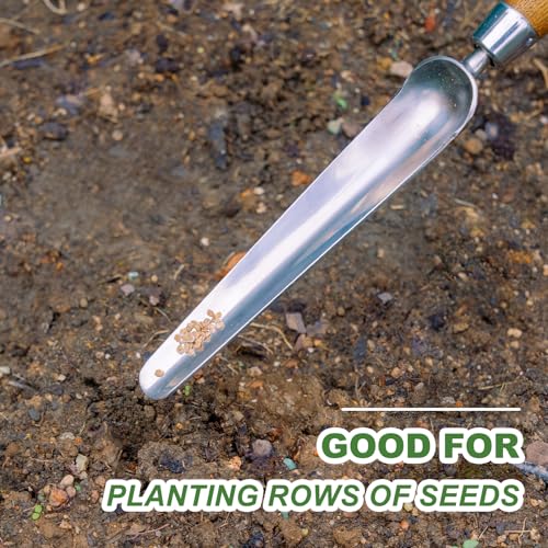 Seeding Widger, 58'' Long Handle Japanese Hand Hoe for Standing to Remove Weed, Stainless Steel Scraper Hoe, Bent Angle Weeding Sickle for Fastly Scraping Out Weed on Flower Bed, Between Plants