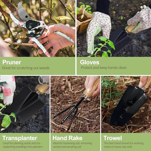 Gifts for Grandma, Grandma Birthday Gifts from Grandkids Garden Kit Floral Gardening Tools and Durable Garden Tools Organizer Tote, Ideal Gardening Gift for Women