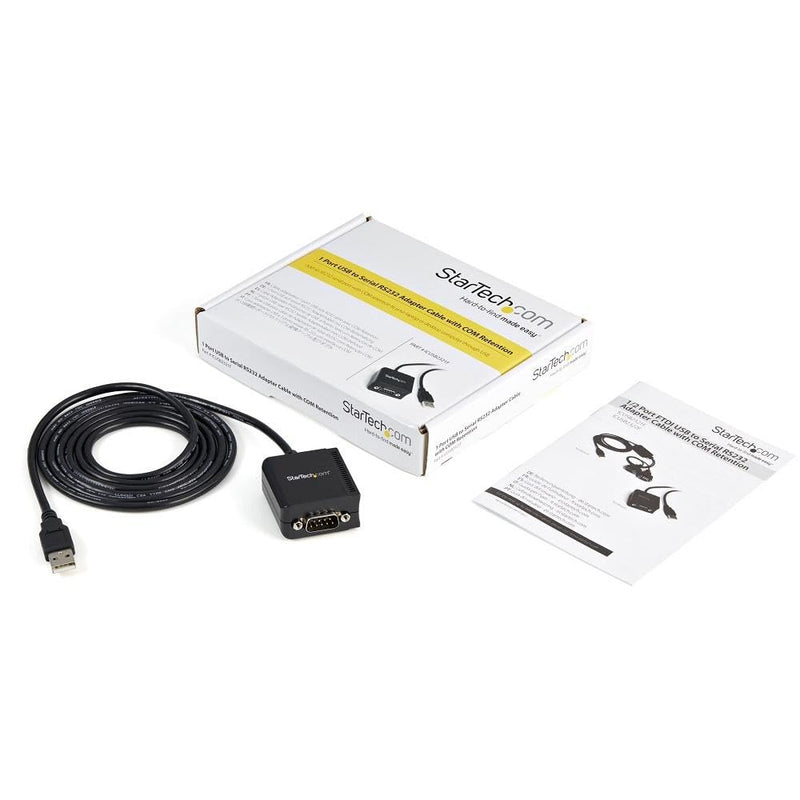 StarTech 6ft (1.8m) 1-Port FTDI USB to Serial RS232 Adapter Cable with COM Retention, USB to RS232 Adapter - TAA