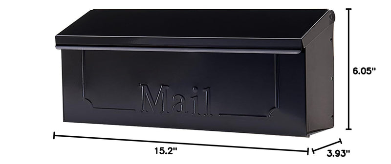 Gibraltar Mailboxes Townhouse Small Capacity Galvanized Steel Black, Wall-Mount Mailbox, THHB0001