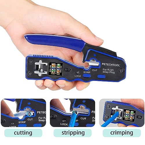 RJ45 Crimp Tool Pass Through Ethernet Crimper for Cat6 Cat5e Cat6a Connectors Cat6 Crimping Tool Kit