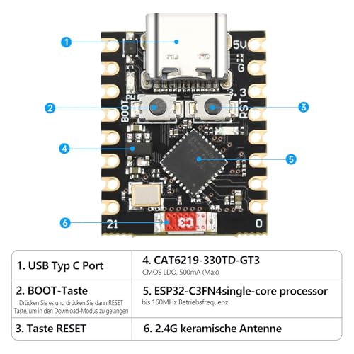 Gerui 4pcs ESP32 ESP32-C3 Development Board | ESP32 C3 Supports WiFi Bluetooth 4MB Flash