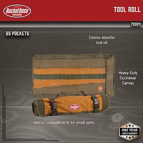 Bucket Boss Gatemouth 16 Tool Bag and Tool Roll Bundle, Brown, 60016