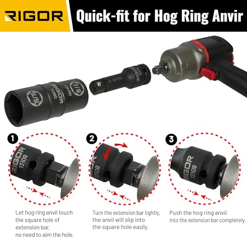 RIGOR 11386 1/2-Inch Drive Wheel Lug Nut Flip Socket Set, 5-piece | Impact, Cr-Mo Steel | 8-IN-4 Flip Socket, 17mm,19mm, 21mm, 22mm Metric Sizes & 3/4-Inch,13/16-Inch, 7/8-Inch,15/16-Inch SAE Sizes