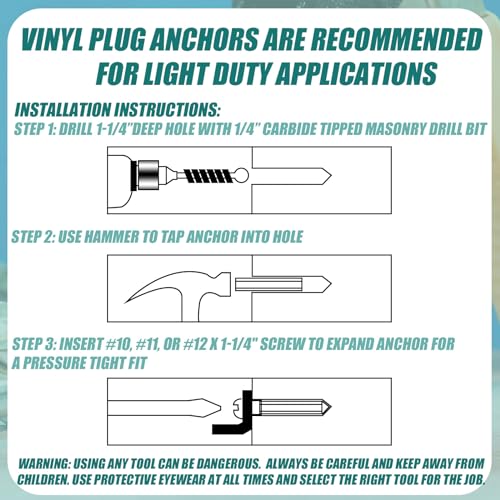 Lineshading 200 Pcs Anchors,1/4 X 1-1/4" for #10 or 3/16" Screws,Green 1/4 x 1-1/4" for #10 or 3/16" Screws Green