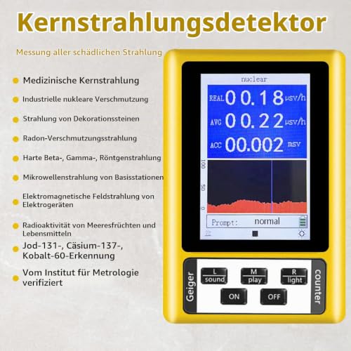 Geiger Counter, Radioactivity Nuclear Radiation Detector, Handheld Nuclear Radiation Detector, Electromagnetic Radiation Detector, Fully Functional Tester for Home, Office, Outdoor