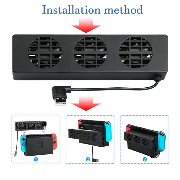 Bewinner USB Cooling Fan Base Stand Dock for Game Console - 3 Fans Cooler Holder Bracket, External Cooling
