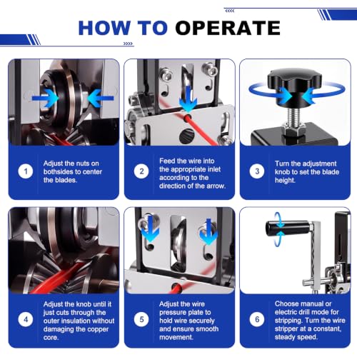 Manual Wire Stripping Machine for Scrap Copper Recycling DIY,Gauge 0.06-1"