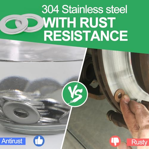 1" Stainless Steel Flat Washers - 2" Outside Diameter, 304（18-8） Stainless Steel Washers Metal Washer for Screws Bolts, Pack of 25 1" x 2"