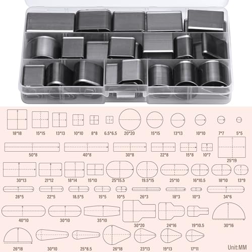 52 Shape Style Leather Hole Punch Tool for Belts, 14 Sizes Corner Punch, Half-Round Punch Set, End Punch, Punch Tool Set Hole Punch Cutter, Leather Punch Tool for Craft