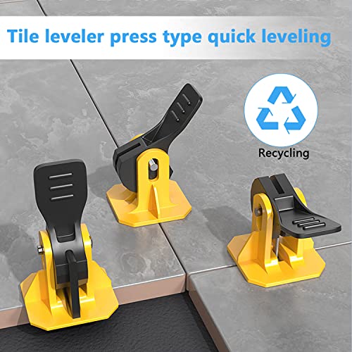 100PCS Tile Spacers Leveling System Set, 100 Reusable Tile Levelers+50 Replaceable T-PINs, Tile Leveling Clips Fit 8-12mm Tiles, Tile Spacers Tool Set for Wall & Floor (100)