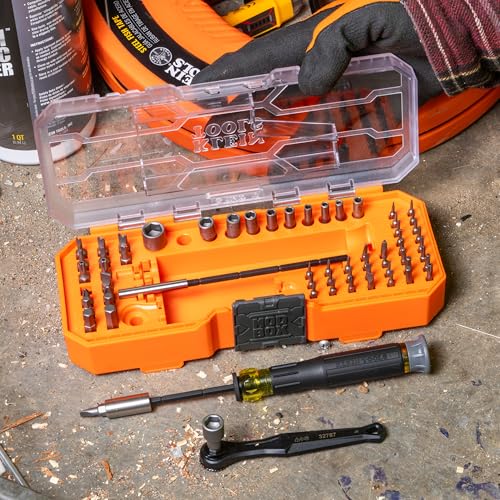 Klein Tools 80177 MODbox Ratcheting Driver Set with MODbox Case Adapter, Modular Tool System Side Rail Attachment, 65 Piece MODbox Ratchet & Driver Set