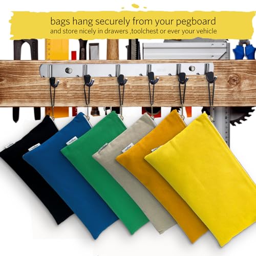 FunOwlet 14 Pack Canvas Tool Bag Zipper Pouch - Heavy Duty Tools Utility Pouches, Multipurpose Storage Organizer Tote Bags with Dependable Metal Zippers, 12.5 x 7-Inch