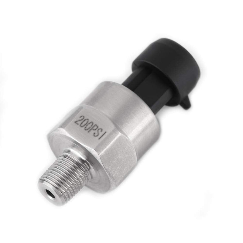 Pressure Sensor, DC 5V 1/8" NPT Thread Stainless Steel Water Oil Gas Pressure Sensor Pressure Transducer Transmitter, Suitable for Oil, Fuel, Gas, Water, Air Pressure (200PSI)