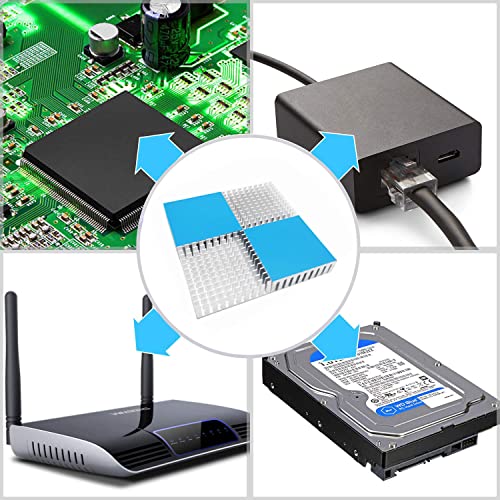CTRICALVER Aluminum Cooling Fins Cooler Set (Silver) with Thermal Adhesive Tape, 40 x 40 x 11 mm, for Computer Hosts, 3D Printers etc Set5