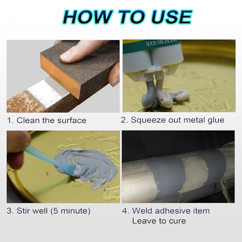 Metal Glue, Heavy Duty Waterproof epoxy Adhesive for Metal Repair, Welding high Strength Oily Glue with Heat and Corrosion Resistance, Ideal Adhesive for Metals, Plastic, Ceramics, PVC and Fiberglass 1 pack