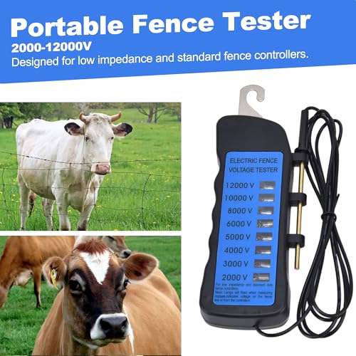 Haofy Electric Fence Voltage Tester, 12KV Neon Fence Voltage Tester 2000 to 12000V 8 Neon Indicator Lights Waterproof Fence Tester for Farms default