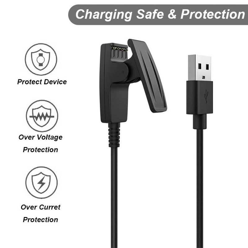 Charger for Garmin Lily, Vivomove HR, Forerunner 235/35/230/630/645/735XT, Approach S20/G10 Replacement Charging Clip Sync Data Cable (3.3ft/1m) (1) 1
