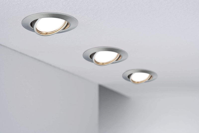 Paulmann 93399 recessed light base round swiveling max. 10x10W recessed spotlight without bulb brushed iron recessed lamp metal ceiling spot GU10