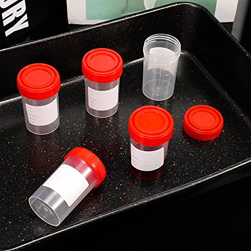 Pack of 5 Sample Containers Bottle 60 ml Sample Container Transparent Sample Bottle Urine Container with Secure Screw Lids Suitable for Experiments, Storage