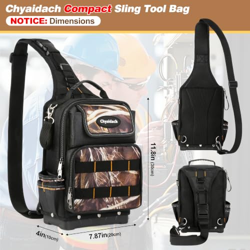 Chyaidach Electrician & HVAC Crossbody Sling Tool Bag with Hard Bottom Camo
