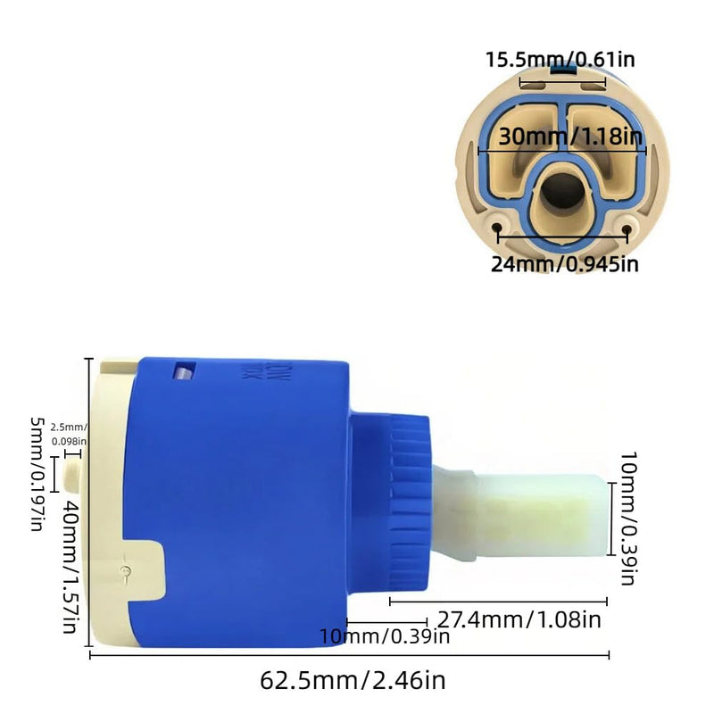 40 mm Tap Cartridge Certification Ceramic Cartridge Replacement Cartridge Tap Valves for Kitchen Bathroom Bath Tap Replacement Parts 40 mm cartridge
