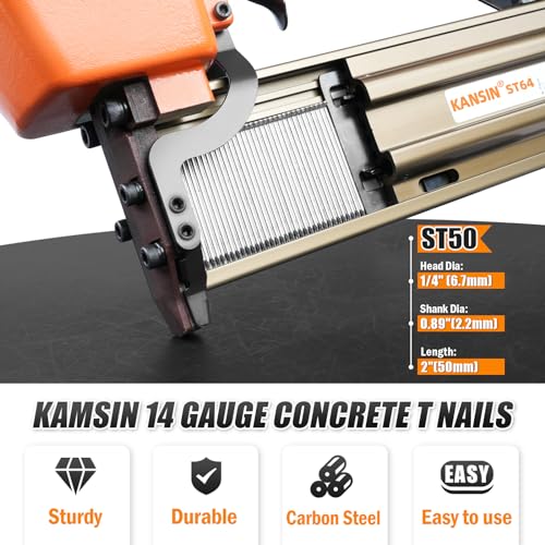14 Gauge ST50 Concrete T Nails 800PCS/BOX, 2'' (50mm) with ST25 1"(25mm) 800PCS/BOX