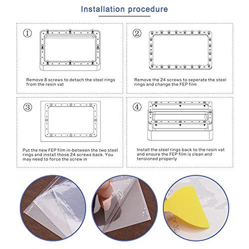 5pcs 3D Printer FEP Film Transparent with Yellow Scraper 140 x 200 x 0.1mm Compatible with Creality LD002R Compatible with ELEGOO Mars AnyCubic Photon/Photon S Creality LD-001