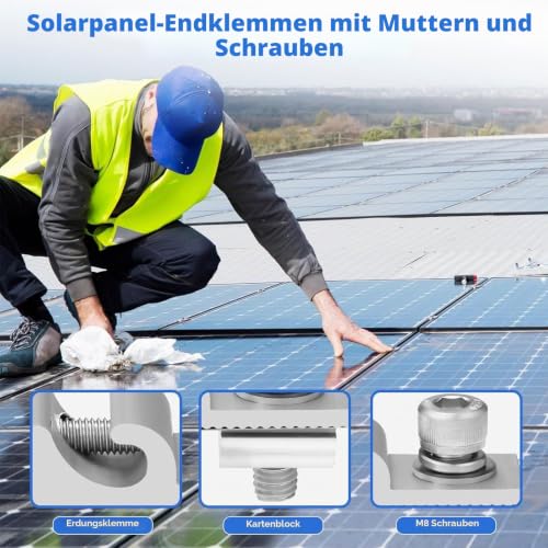 PV Earth Terminal Pack of 10 Earth Terminals for Solar Panel Rails | 10 PV Aluminum Earth Terminals for Solar Panels and Rails - Corrosion Resistant, Durable and Easy to Assemble.